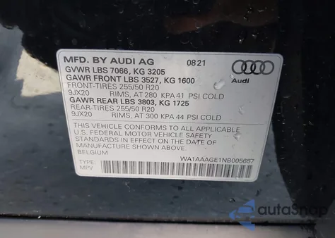 2022 Audi E-Tron Premium Quattro из США, поврежденный, VIN WA1AAAGE1NB005657